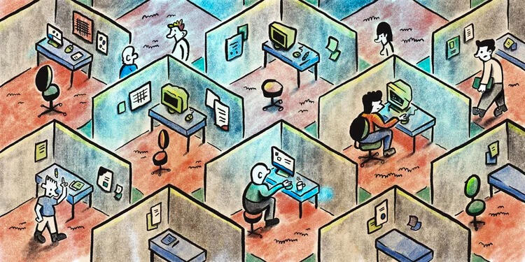 Working in cubicles illustration