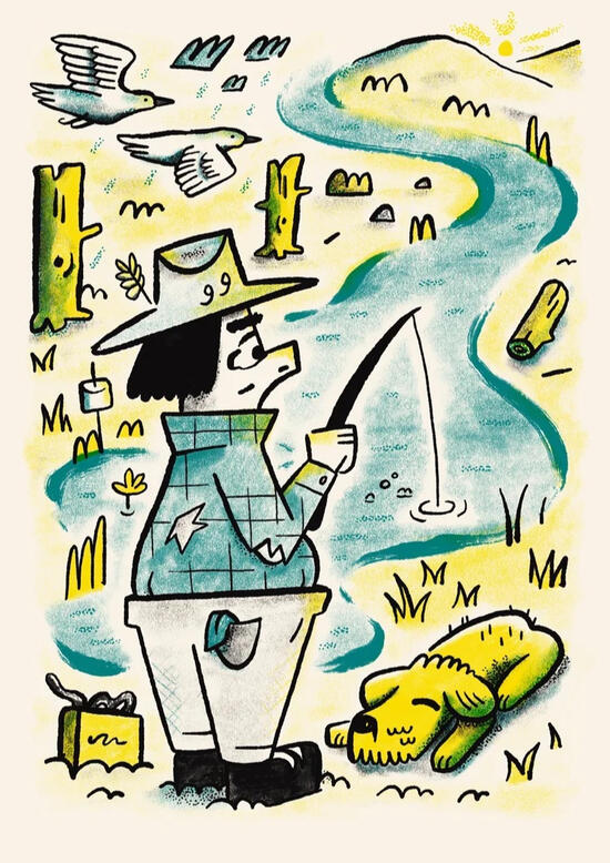 fishing riso print